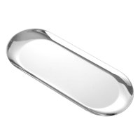 Magideal - Bandeja De Almacenamiento De Platos De Postre De Acero Inoxidable, Vajilla Reutilizable, Plato De Ensalada, Plato De Cena De Metal Para Postre, Hotel, Plata L