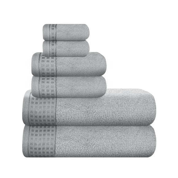Juego de toallas GLAMBURG, 100% algodón, ultrasuaves, 6 unidades, color gris claro