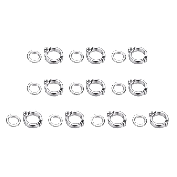 Uxcell Anillos para Patas de Pájaros, Anillo de Pierna de Metal para Loro Actividad de Entrenamiento de Vuelo al Aire Libre Clip de Apertura Accesorios 14.5mm/0.57" ID, (Tono Plateado, 10 Conjuntos)