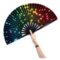 Ventilador De Mano Plegable Amajiji, Tamaño Grande, De Bambú Y Tela De Nailon