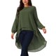 thumbnail image 4 of INSPIRE CHIC Blusas asimétricas de gasa casuales elegantes para mujer con mangas largas de linterna y cuello redondo M Verde militar, 4 of 5