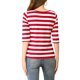 thumbnail image 3 of INSPIRE CHIC Camiseta Básica de Mujer con Mangas al Codo Cuello Redondo Ajustada Regreso a Clases Camiseta Casual Estampada Rojo Blanco S, 3 of 8