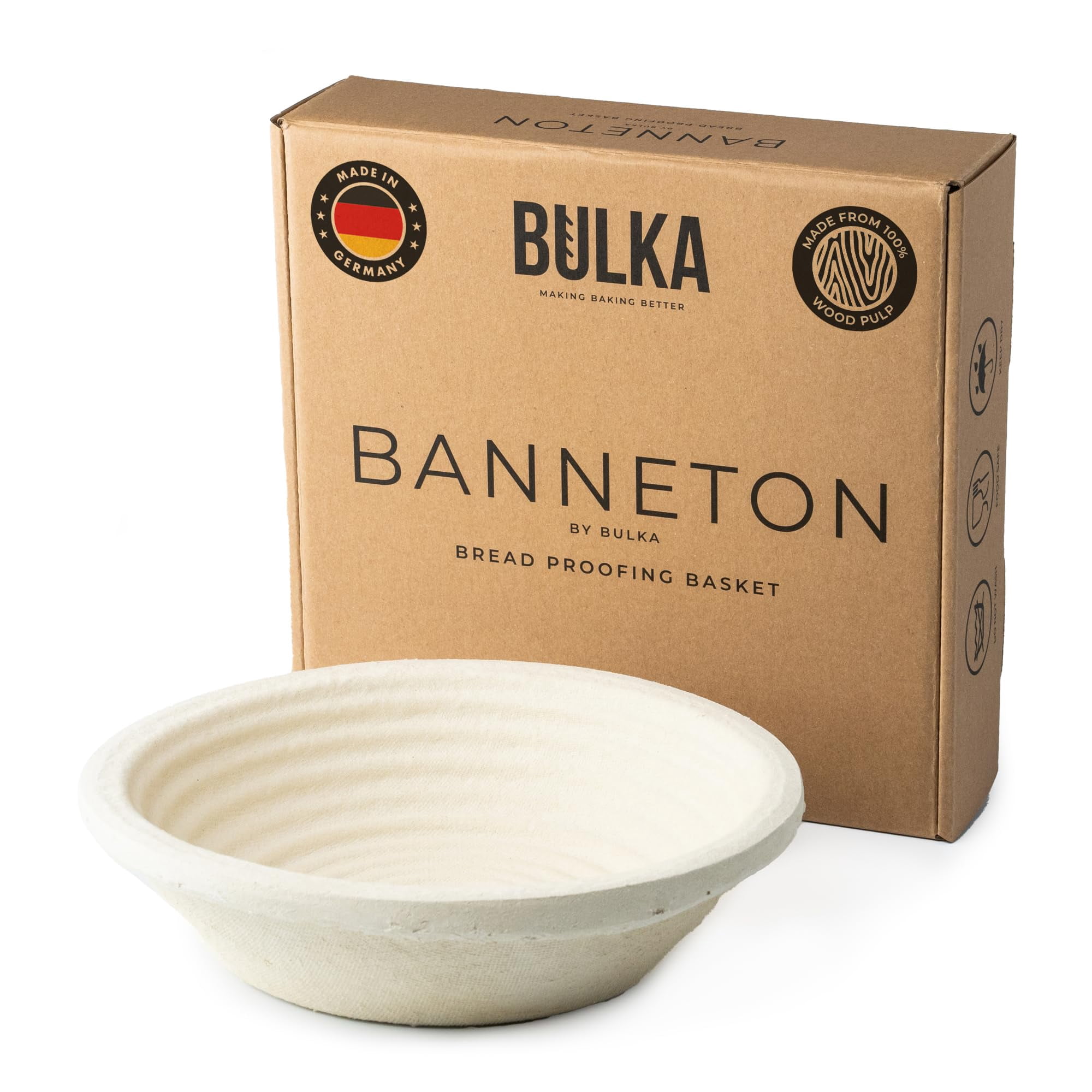 Cesta Para Hacer Pan Bulka, Grande, Redonda, 9, 1 Kg, Pulpa De Madera