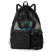 Xusx111 - Bolsa De Natación Mochila De Playa Con Bolsillo Húmedo Bolsas De Cordón De Malla Para Nadar, Gimnasio (Expandir El Tamaño 40 * 47 Cm, Negro)