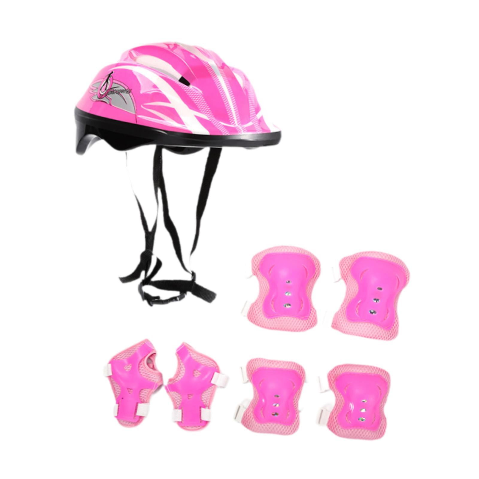 Magideal - Set De Casco Para Bicicleta Infantil Con Protecciones, Equipo De Patinaje Para Monopatín Y Longboard , Rosa