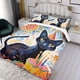 thumbnail image 3 of Fiesta del Gato Negro Conjunto de sábanas temático, trío de piezas, cómodo y amigable con la piel, diseño único, regalo de decoración para el hogar para familiares, amigos y fans,135cm *200cm, 3 of 6