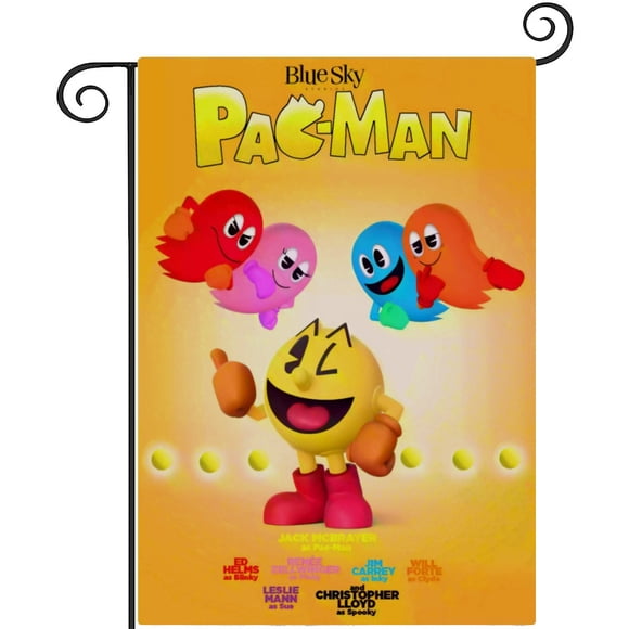 Pac-Man-bandera de jardín temática. Regalo perfecto para fans, amigos y familiares, ideal para actividades al aire libre y decoración de fiestas.28CM*45CM