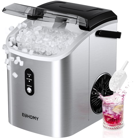 Máquina De Hielo En Forma De Pepitas Euhomy, 34 Libras/Día, Plateada