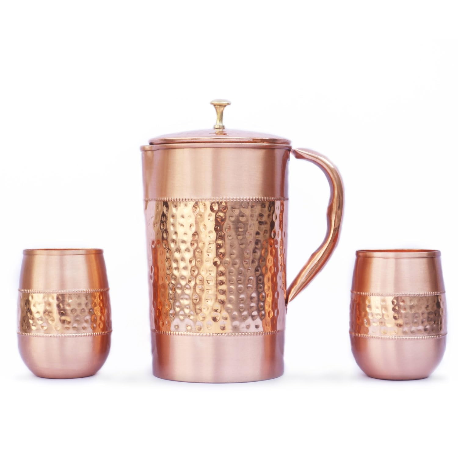 Juego De Jarra Y Vasos De Cobre Healthgoodsin 1.5l Con 2 Vasos