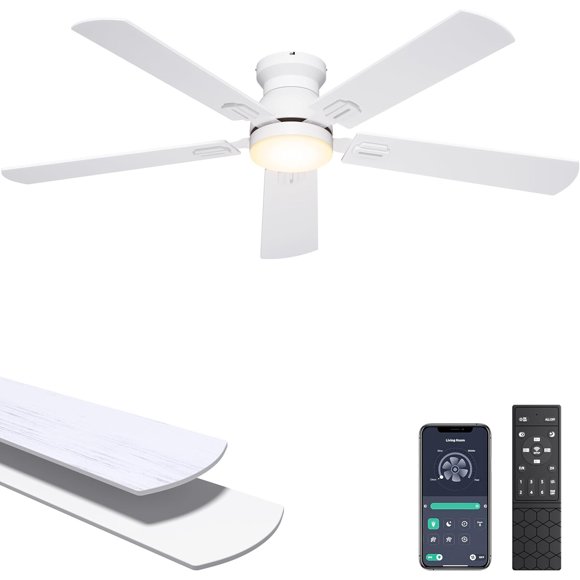 Ventilador de techo Ohniyou de 52 pulgadas con luz LED, motor DC y control remoto