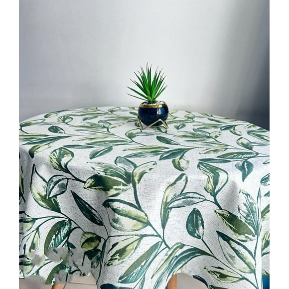 Mantel redondo impermeable con diseño de hojas
