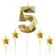 thumbnail image 1 of Vela NIJGNSUG 3D Diamante Número 5 y Estrellas Doradas, 1 of 6