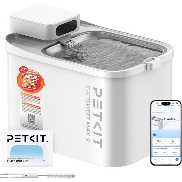 Fuente de agua para gatos PETKIT segura para lavavajillas de 3L con sensor de movimiento