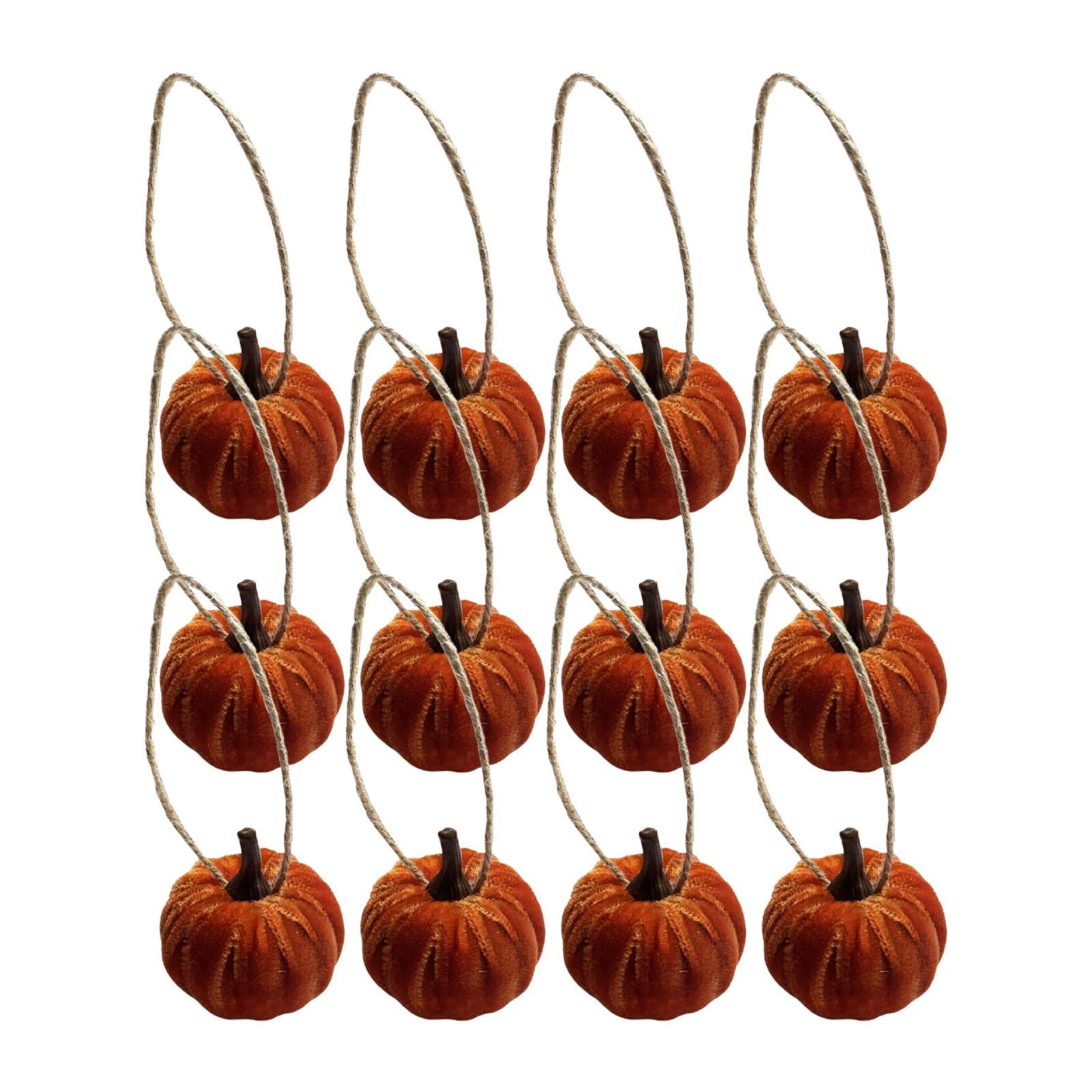 Bothyi - 12 Mini Calabazas Artificiales De Terciopelo Para Decorar El Hogar, Ideal Para Las Fiestas De Otoño, Con Cordón.