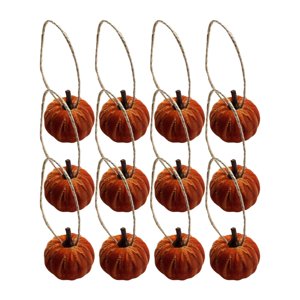 Bothyi - 12 Mini Calabazas Artificiales De Terciopelo Para Decorar El Hogar, Ideal Para Las Fiestas De Otoño, Con Cordón.