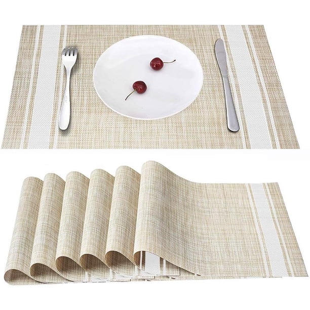 Juego de 4 manteles individuales resistentes al calor y a las manchas, antideslizantes, lavables, para cocina y comedor, 45 x 30 cm (juego de 6 en azul)