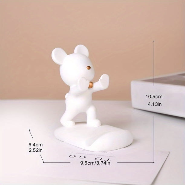 1pc Resin Hand-painted Bear Mobile Phone Holder Desk Office Desk Statue Ornament Birthday Gift Holiday Gift