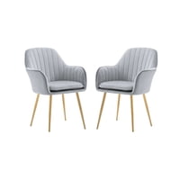 Habita2 Chile - Pack 2 Poltronas Sitial Murano Con Patas Doradas - Gris