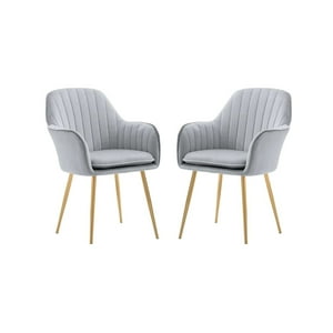 Habita2 Chile - Pack 2 Poltronas Sitial Murano Con Patas Doradas - Gris