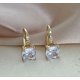 thumbnail image 1 of Aros Blanco Transparente Luz de Cristal Con Circonitas y Baño de Oro, 1 of 1