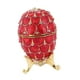 thumbnail image 2 of mini caja de anillo de bodas de diamantes de imitación de esmalte de huevo de pascua caja de anillo rojo, 2 of 3