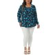 thumbnail image 2 of Agnes Orinda Conjuntos de Halloween Tallas Grandes Blusas con Estampado Floral para Mujeres Cuello Cuadrado Manga Larga Túnica Plisada Elegante Casual 3X Azul, 2 of 6