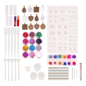 Magideal - Kit De Herramientas Para Joyería De Resina De Silicona, 107 Piezas, Accesorios De Bricolaje Para Hacer Joyas, Decoración De Flores Con Destellos