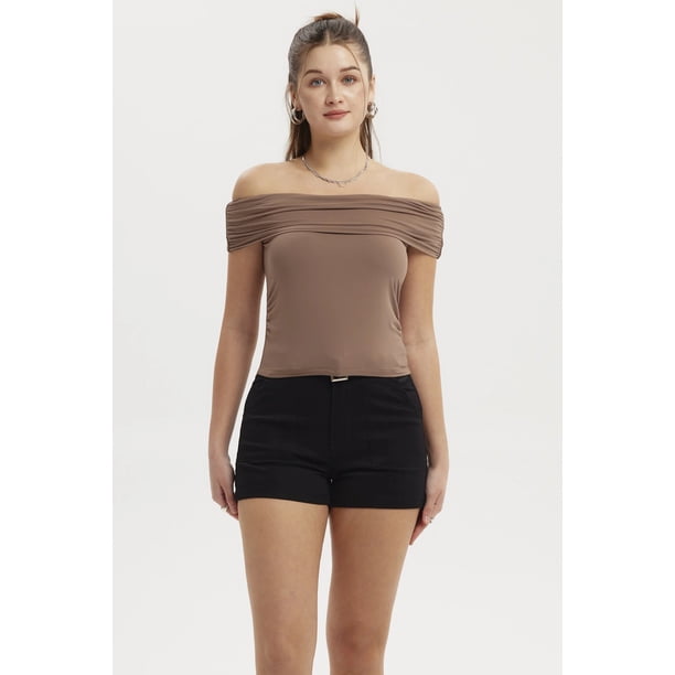 Polera Mujer Bardot Basta Redondeada Chocolate