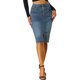 thumbnail image 1 of INSPIRE CHIC Falda de Jean para Mujer Regreso a Clases Cintura Alta Abertura Frontal Elástica Línea A Denim Midi Falda Azul XL, 1 of 7