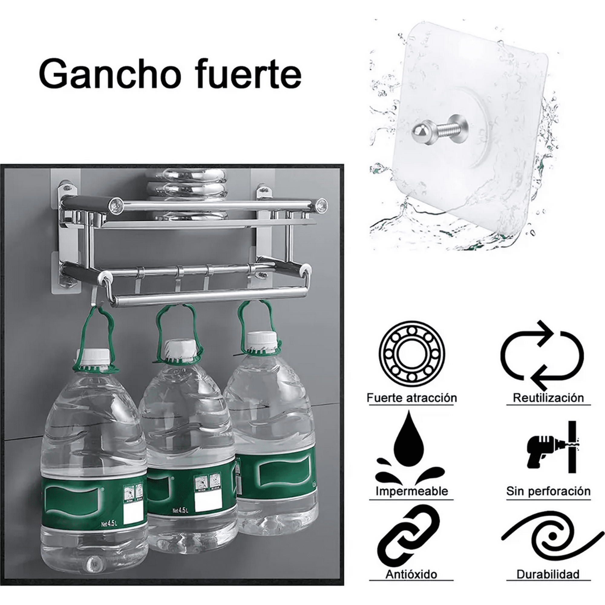 Genérico - Adhesivo De Tornillo De Gancho De Pared Sin Clavos No Deja R