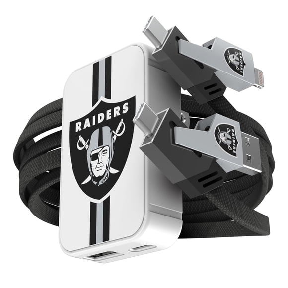 Cargador de pared delgado Charger SOAR NFL con cable 4 en 1 de Los Vegas Raiders