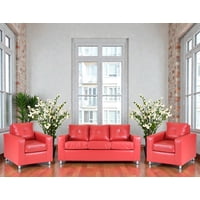 Muebles Altiro - Living Asiria 311 - Cuero Sintetico Pu Rojo