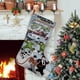 thumbnail image 1 of El Gordo y el Flaco Tema: Calcetines de Navidad, fino lino blanco para colgar en escaleras y chimenea, decoración navideña para el hogar, regalo de Navidad. 45cm × 32cm, 1 of 5