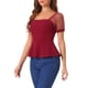 thumbnail image 4 of INSPIRE CHIC Elegante Blusa Peplum de Cuello Cuadrado con Mangas Abullonadas para Mujer para Uso Casual S Rojo Oscuro, 4 of 5