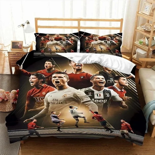 Football Star CR7 Soccer Bedding Set Boys Girls Twin Queen Size Duvet Cover Pillowcase Bed Boys Adult Fashion Home Textileextile Bed Sheets