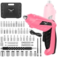 Jenabom - Juego De Destornilladores Inalámbricos 47 En 1, Color Rosa, Minitaladro Multifunción Recargable Con Led De 3,6 V, Ideal Para Reparaciones Domésticas Cotidianas.