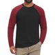 thumbnail image 1 of INSPIRE CHIC Camiseta de Hombre Raglán de Manga Larga Cuello Redondo Contraste Camisetas de Béisbol XL Negro Rojo, 1 of 6