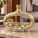 thumbnail image 1 of Florero Jarrón Decorativo de Cerámica Ovalado con Abertura Central Dorado 25 cm, 1 of 7