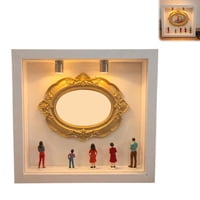 Unbrand - Diy Miniature Silhouette Box, Wood Shadow Box Frame With 5 Figurines & Gold Photo Frame, Custom Memory Gallery Kit, Perfect Keepsake Gifts For Mothers Day, Fathers Day And Weddings