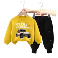 Kivara - Buzo Niño Infantil Algodon 2 Piezas Poleron Truck Amarillo 48