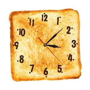 Magideal - Reloj De Pared De Pan Tostado, 30 Cm, Decoración Silenciosa Sin Tictac, Arte De Pared Para Decoración Del Hogar, Reloj Cuadrado De , Para Comedo