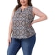 thumbnail image 4 of Top de talla grande para mujer sin mangas con estampado floral, blusa de tirantes con cuello en V, camisetas 3X azul marino, 4 of 6