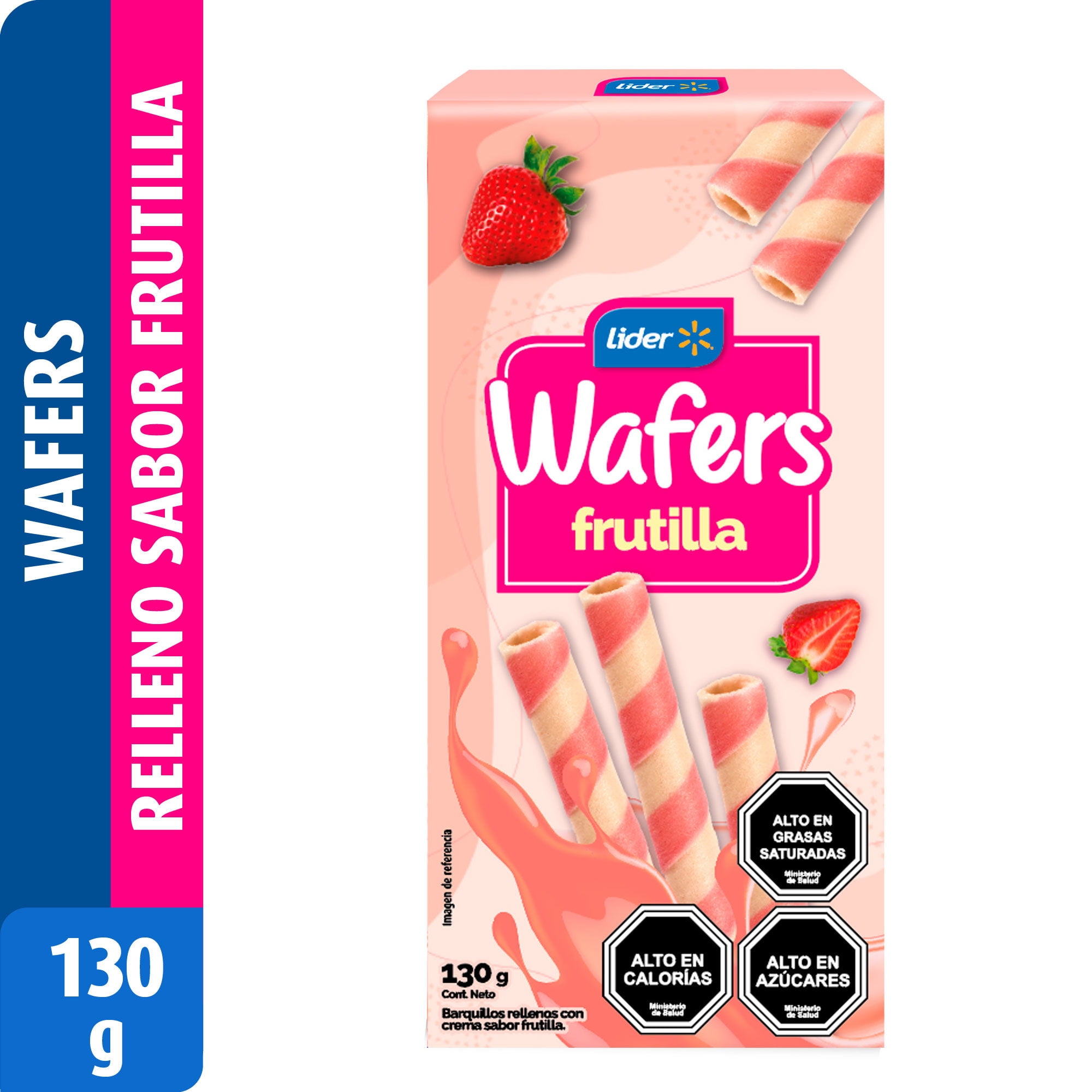 Wafers Sabor Frutilla 130 g Lider