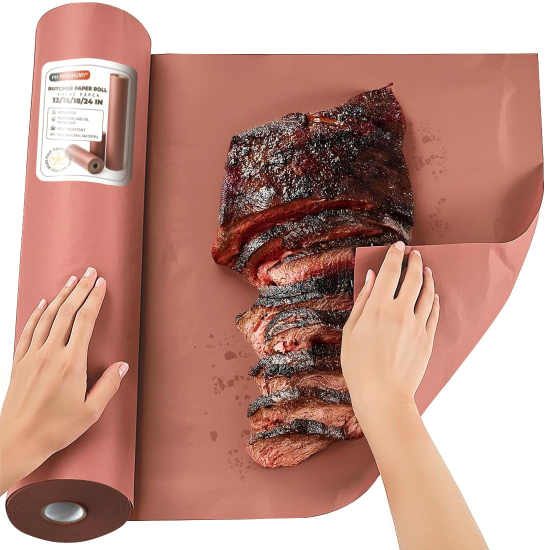 Papel De Carnicero Ph Perkhomy Rosa, 45 Cm X 30 M, Para Ahumador Y Barbacoa