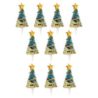 Magideal - 10 Uds. De Adornos Navideños Para Cupcakes, Adornos Navideños Para Pasteles Para Fiesta De Navidad, Adornos Multifuncionales, Selecciones Para Cupcake Árbol De Navidad