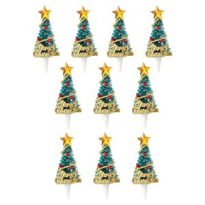 Magideal - 10 Uds. De Adornos Navideños Para Cupcakes, Adornos Navideños Para Pasteles Para Fiesta De Navidad, Adornos Multifuncionales, Selecciones Para Cupcake Árbol De Navidad