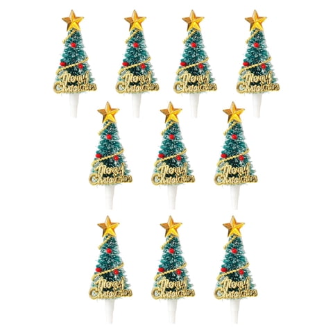 Magideal - 10 Uds. De Adornos Navideños Para Cupcakes, Adornos Navideños Para Pasteles Para Fiesta De Navidad, Adornos Multifuncionales, Selecciones Para Cupcake Árbol De Navidad