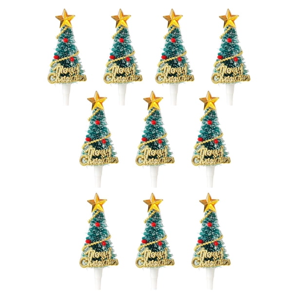 10 Uds. de Adornos Navideños para Cupcakes, Adornos Navideños para Pasteles para Fiesta de Navidad, Adornos Multifuncionales, Selecciones para Cupcake Árbol de Navidad