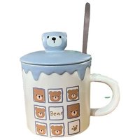 Genérico - Taza Cafe Te Ceramica Tapa Cuchara Diseño Oso 300Ml