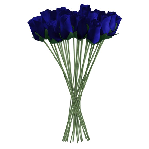 Rosas de Madera South Beach Crafts 33 cm, paquete de 32, azul oscuro